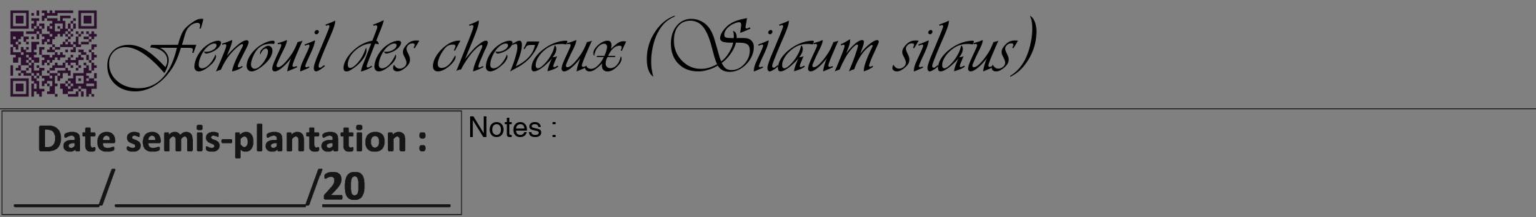 Étiquette de : Silaum silaus - format a - style noire57viv avec qrcode et comestibilité