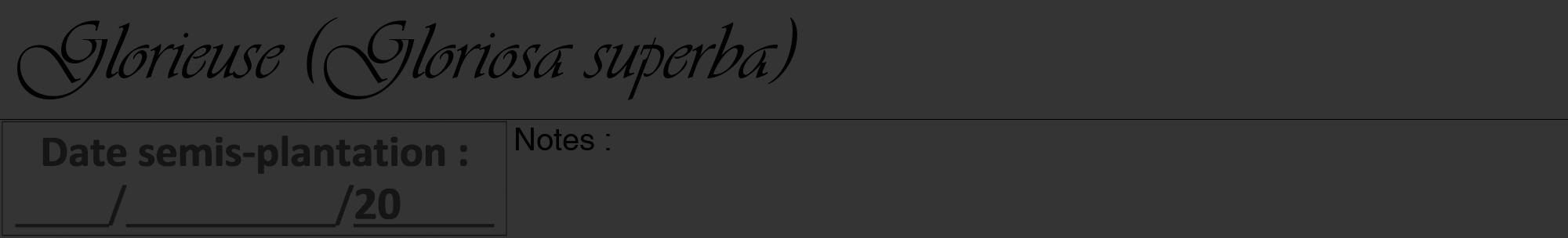 Étiquette de : Gloriosa superba - format a - style noire46viv avec comestibilité
