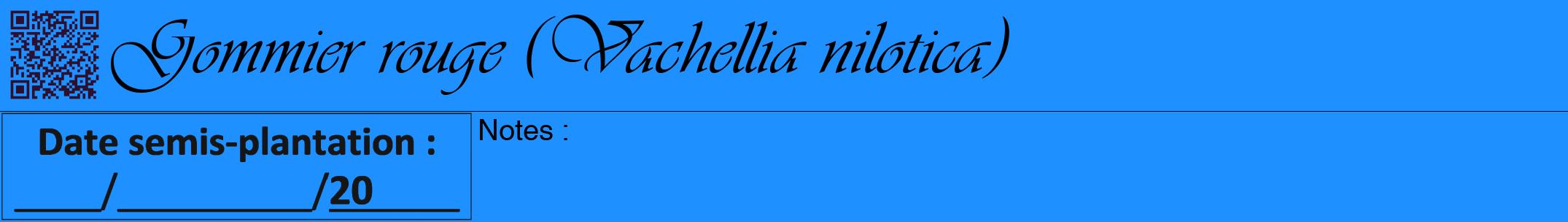 Étiquette de : Vachellia nilotica - format a - style noire3viv avec qrcode et comestibilité