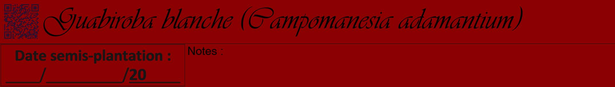 Étiquette de : Campomanesia adamantium - format a - style noire34viv avec qrcode et comestibilité
