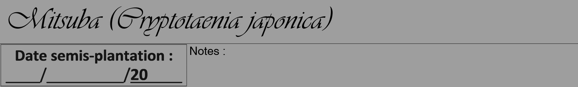 Étiquette de : Cryptotaenia japonica - format a - style noire23viv avec comestibilité