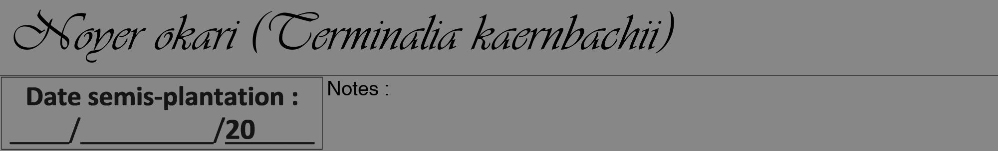 Étiquette de : Terminalia kaernbachii - format a - style noire12viv avec comestibilité