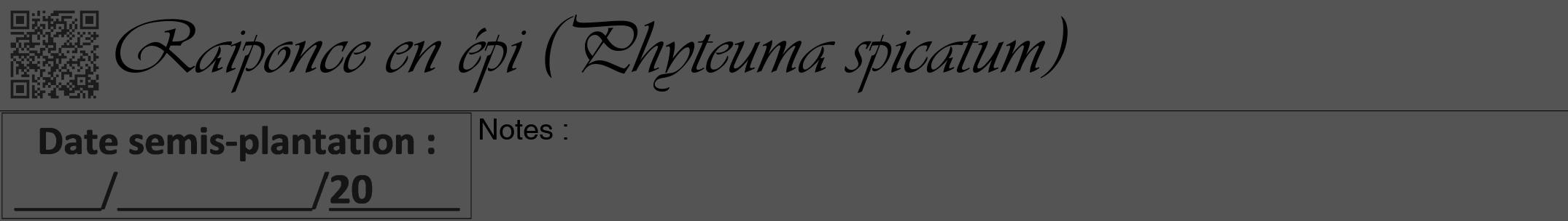 Étiquette de : Phyteuma spicatum - format a - style noire30viv avec qrcode et comestibilité