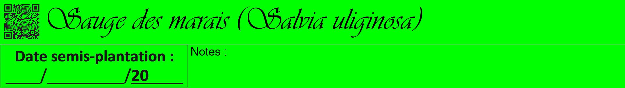Étiquette de : Salvia uliginosa - format a - style noire16viv avec qrcode et comestibilité