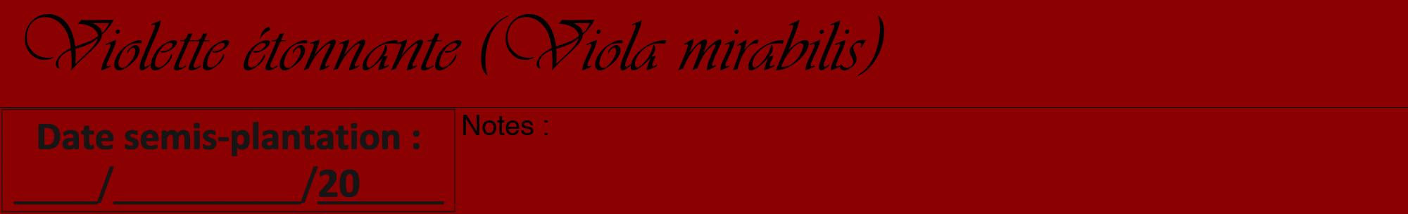 Étiquette de : Viola mirabilis - format a - style noire34viv avec comestibilité