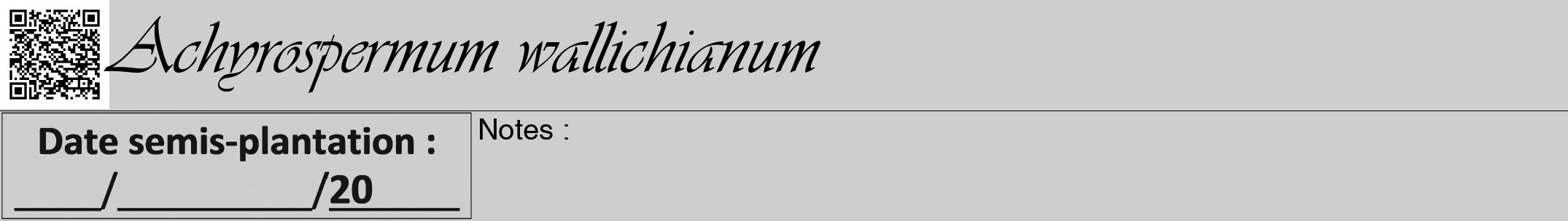 Étiquette de : Achyrospermum wallichianum - format a - style noire17viv avec qrcode et comestibilité
