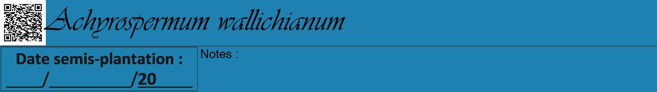 Étiquette de : Achyrospermum wallichianum - format a - style noire6viv avec qrcode et comestibilité