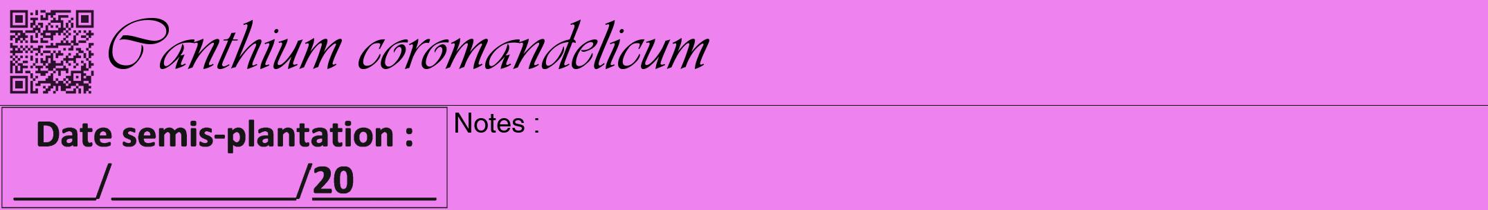 Étiquette de : Canthium coromandelicum - format a - style noire53viv avec qrcode et comestibilité