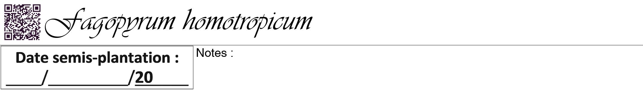 Étiquette de : Fagopyrum homotropicum - format a - style noire60viv avec qrcode et comestibilité