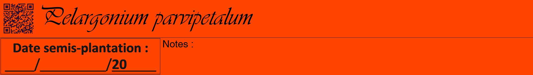 Étiquette de : Pelargonium parvipetalum - format a - style noire26viv avec qrcode et comestibilité