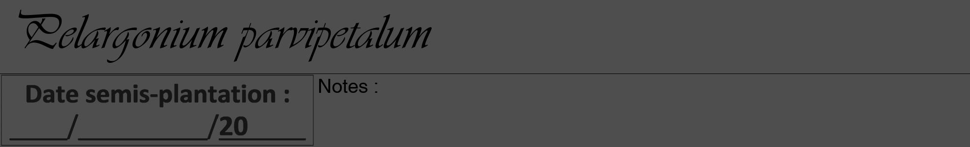 Étiquette de : Pelargonium parvipetalum - format a - style noire33viv avec comestibilité