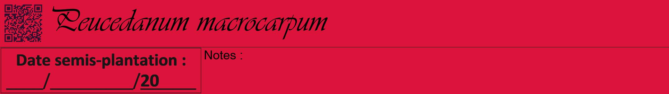 Étiquette de : Peucedanum macrocarpum - format a - style noire36viv avec qrcode et comestibilité
