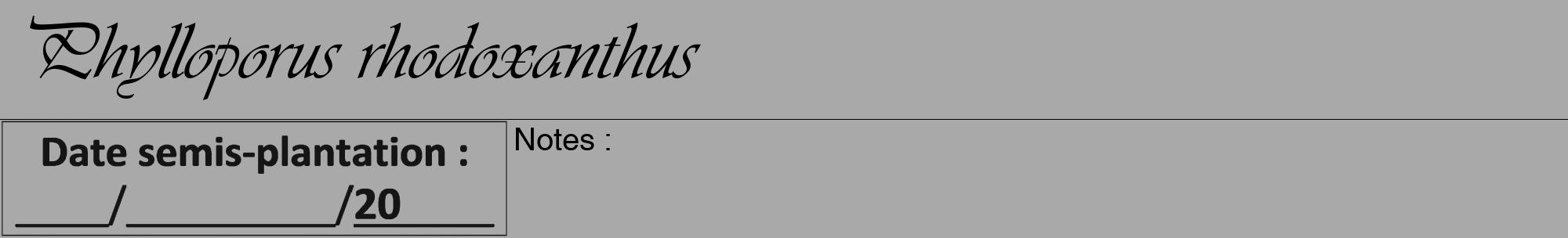 Étiquette de : Phylloporus rhodoxanthus - format a - style noire13viv avec comestibilité
