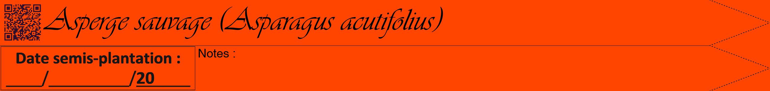 Étiquette de : Asparagus acutifolius - format b - style noire26viv avec qrcode et comestibilité
