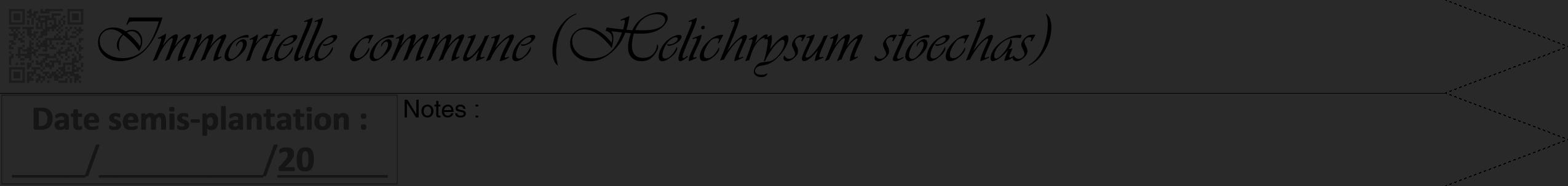 Étiquette de : Helichrysum stoechas - format b - style noire34viv avec qrcode et comestibilité