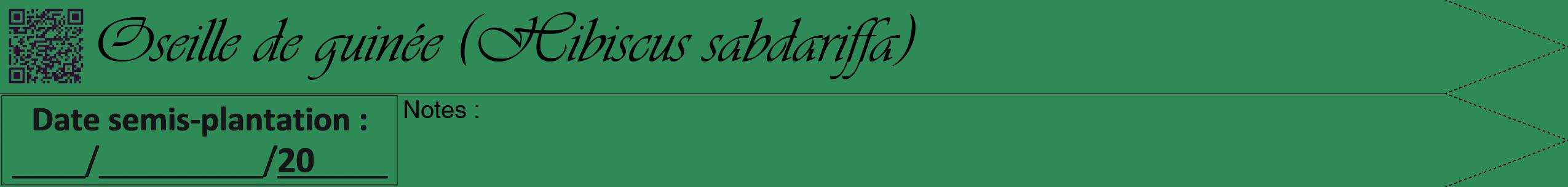 Étiquette de : Hibiscus sabdariffa - format b - style noire11viv avec qrcode et comestibilité