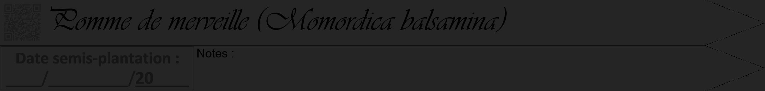 Étiquette de : Momordica balsamina - format b - style noire47viv avec qrcode et comestibilité