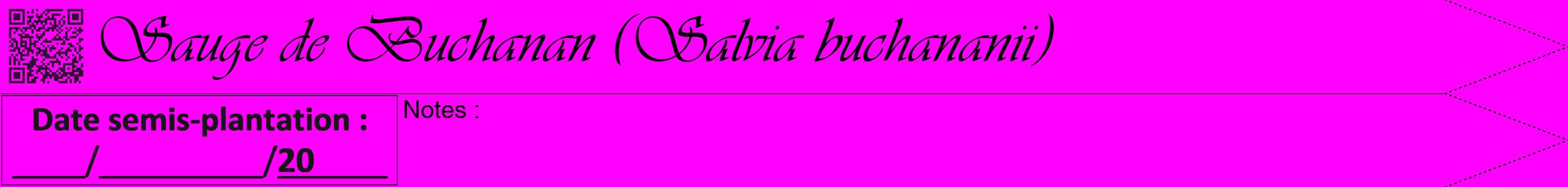 Étiquette de : Salvia buchananii - format b - style noire51viv avec qrcode et comestibilité