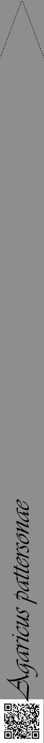 Étiquette de : Agaricus pattersonae - format b - style noire2viv avec qrcode et comestibilité - position verticale