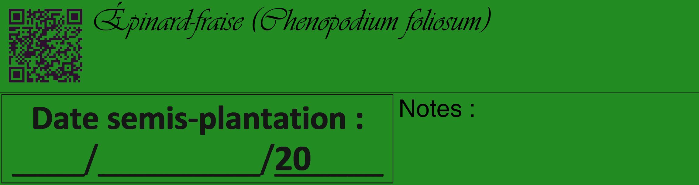 Étiquette de : Chenopodium foliosum - format c - style noire10_basique_basiqueviv avec qrcode et comestibilité