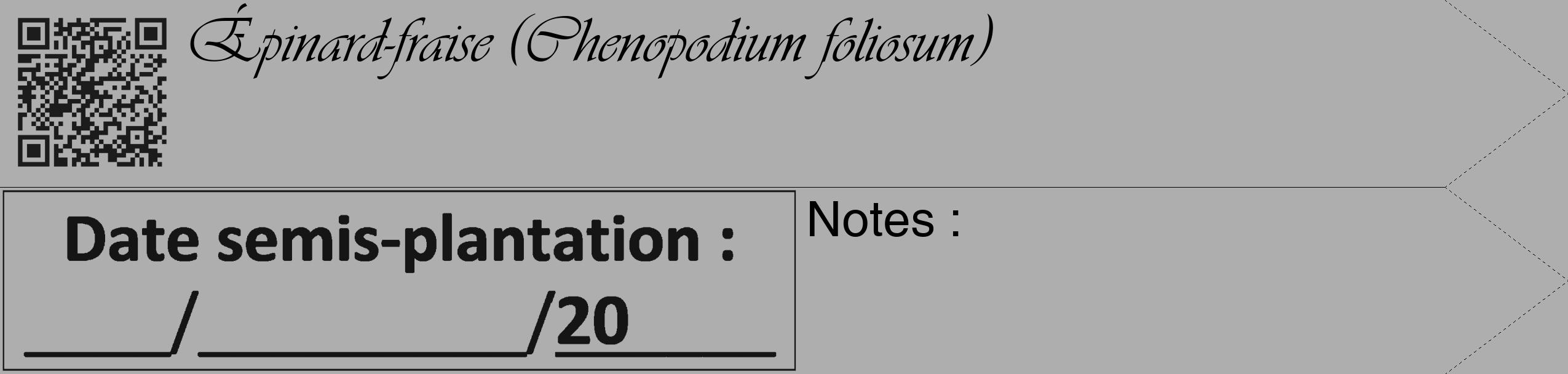 Étiquette de : Chenopodium foliosum - format c - style noire53_simple_simpleviv avec qrcode et comestibilité