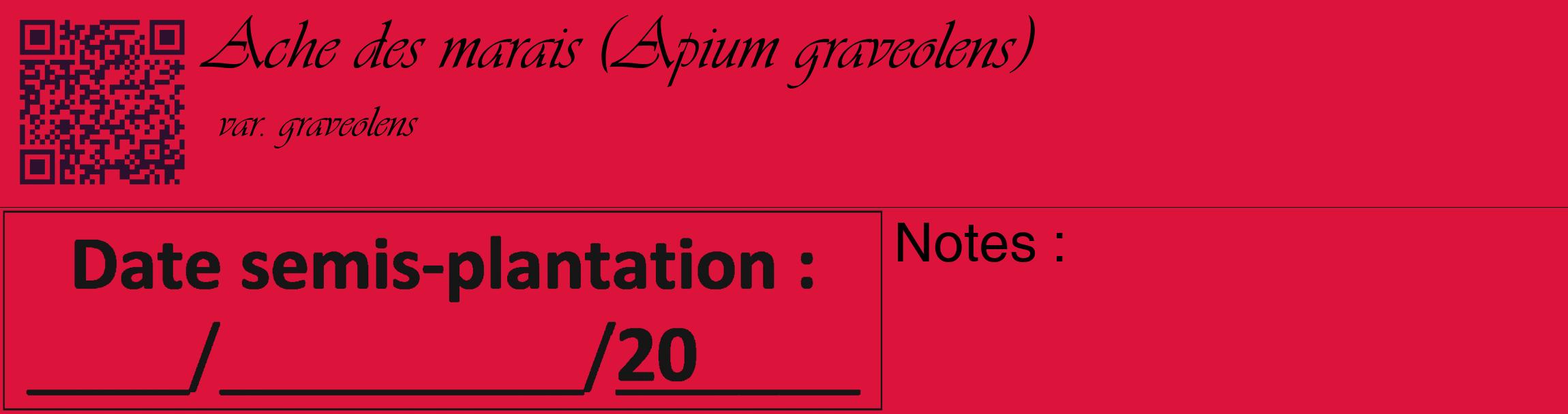 Étiquette de : Apium graveolens var. graveolens - format c - style noire36_basique_basiqueviv avec qrcode et comestibilité