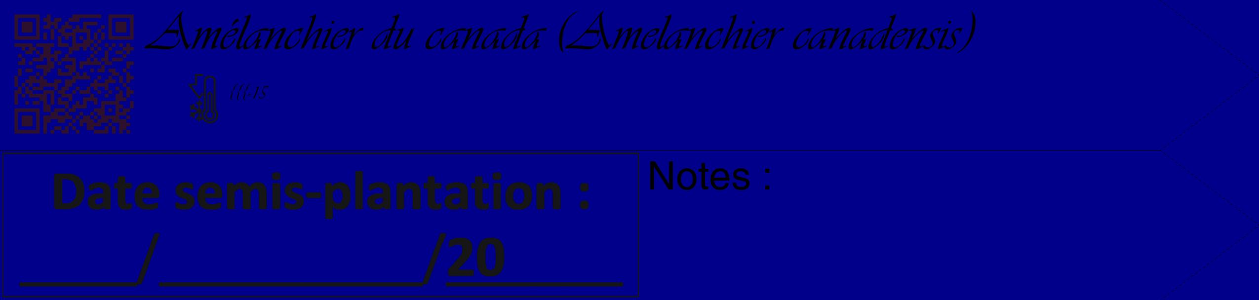 Étiquette de : Amelanchier canadensis - format c - style noire7_simple_simpleviv avec qrcode et comestibilité