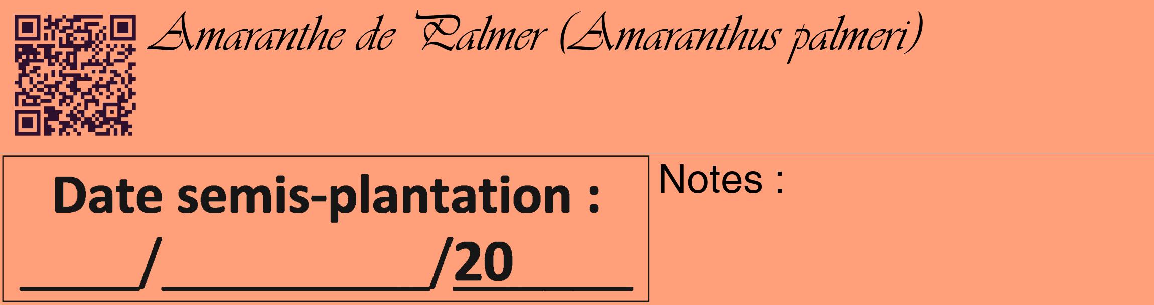Étiquette de : Amaranthus palmeri - format c - style noire39_basique_basiqueviv avec qrcode et comestibilité