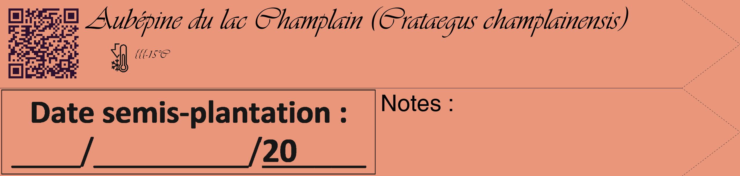 Étiquette de : Crataegus champlainensis - format c - style noire37_simple_simpleviv avec qrcode et comestibilité