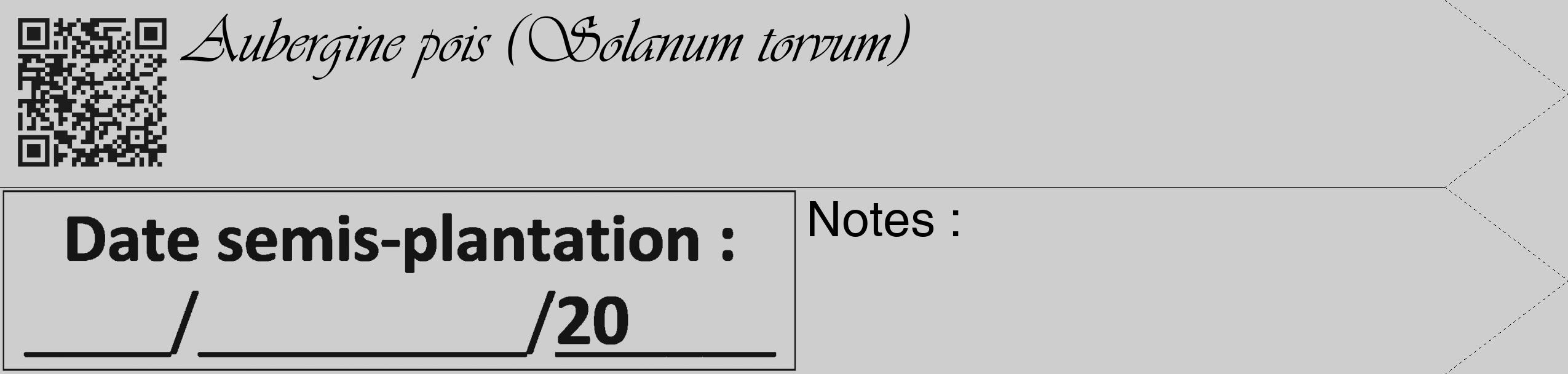 Étiquette de : Solanum torvum - format c - style noire17_simple_simpleviv avec qrcode et comestibilité