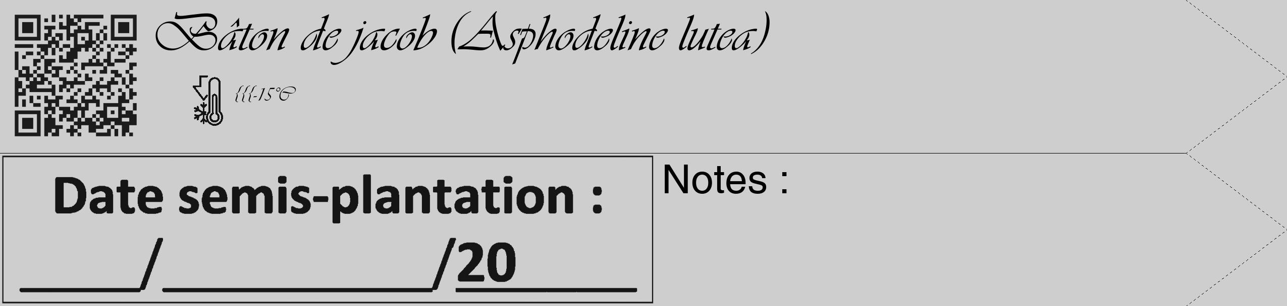 Étiquette de : Asphodeline lutea - format c - style noire17_simple_simpleviv avec qrcode et comestibilité