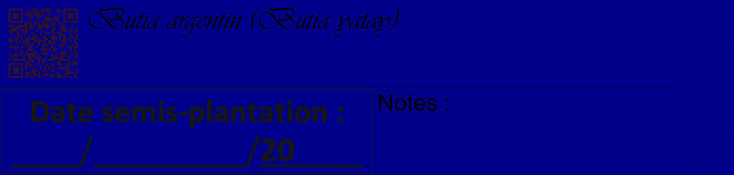 Étiquette de : Butia yatay - format c - style noire7_simple_simpleviv avec qrcode et comestibilité