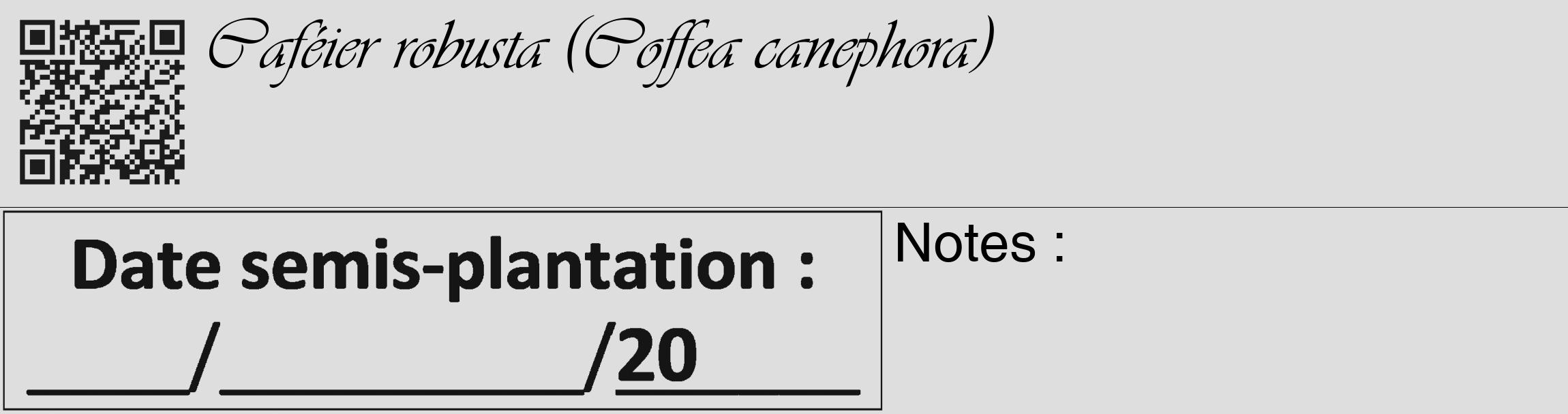 Étiquette de : Coffea canephora - format c - style noire20_basique_basiqueviv avec qrcode et comestibilité