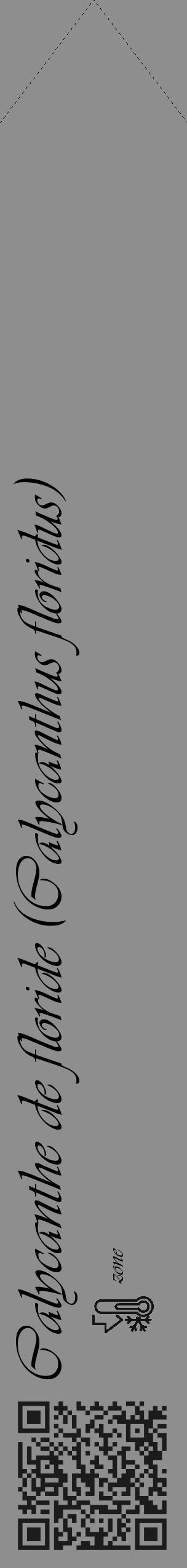 Étiquette de : Calycanthus floridus - format c - style noire25_simple_simpleviv avec qrcode et comestibilité - position verticale