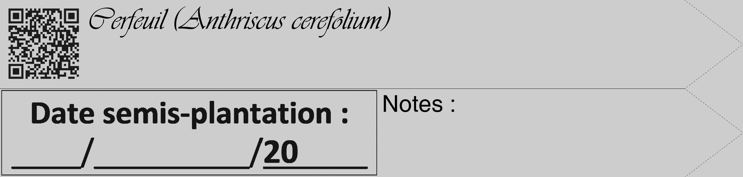 Étiquette de : Anthriscus cerefolium - format c - style noire41_simple_simpleviv avec qrcode et comestibilité