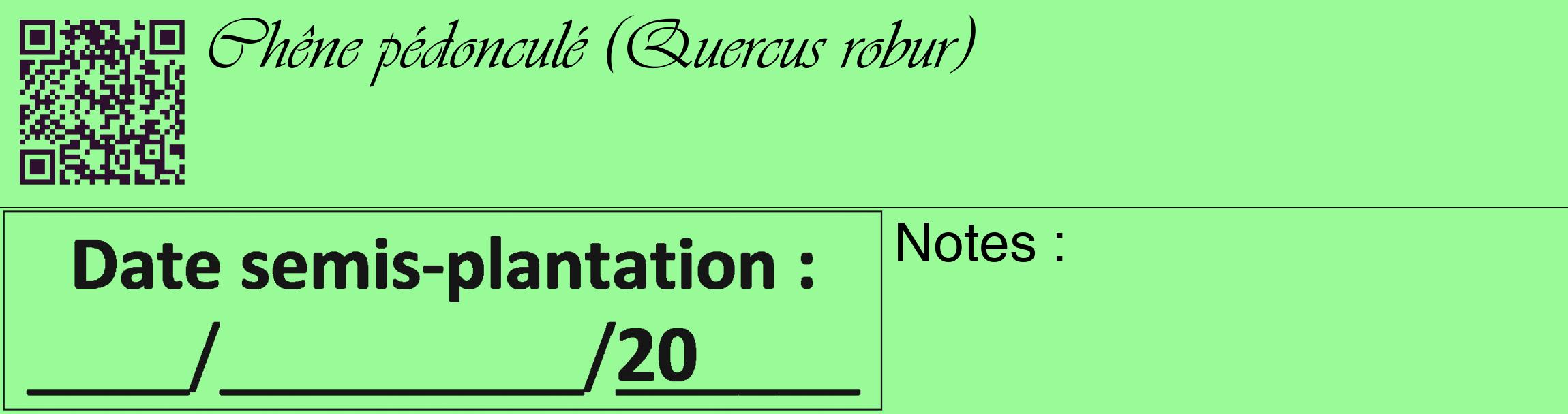 Étiquette de : Quercus robur - format c - style noire14_basique_basiqueviv avec qrcode et comestibilité
