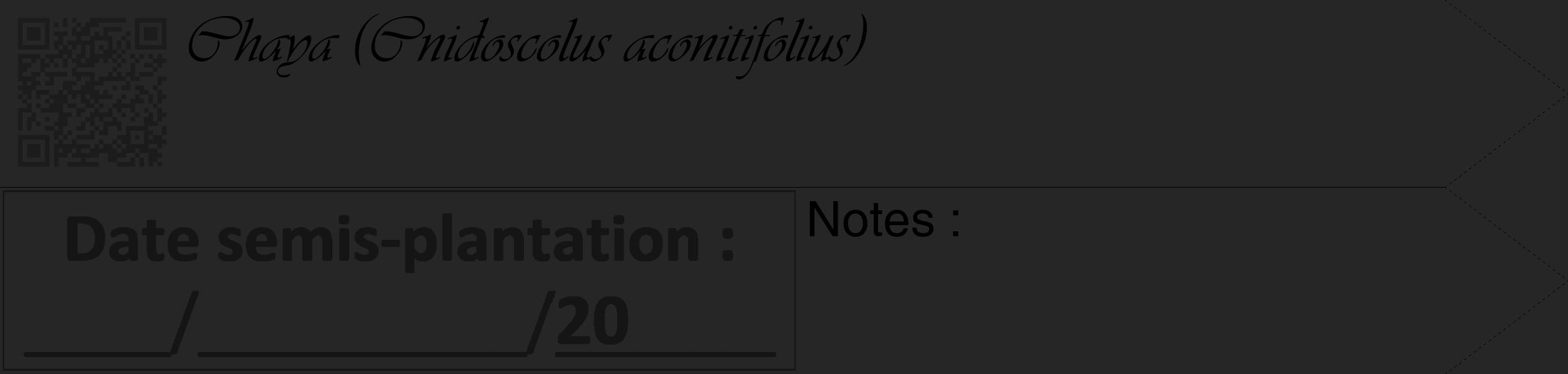 Étiquette de : Cnidoscolus aconitifolius - format c - style noire29_simple_simpleviv avec qrcode et comestibilité