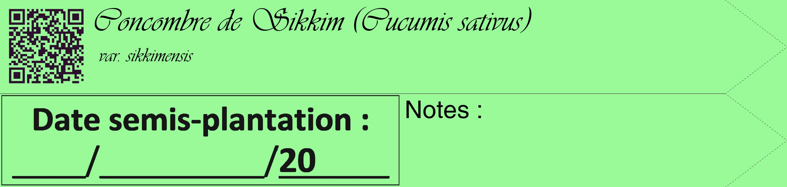 Étiquette de : Cucumis sativus var. sikkimensis - format c - style noire14_simple_simpleviv avec qrcode et comestibilité