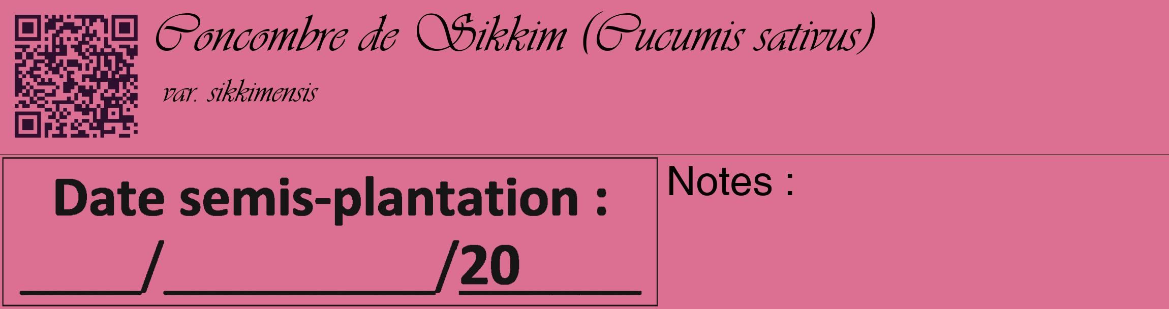 Étiquette de : Cucumis sativus var. sikkimensis - format c - style noire44_basique_basiqueviv avec qrcode et comestibilité