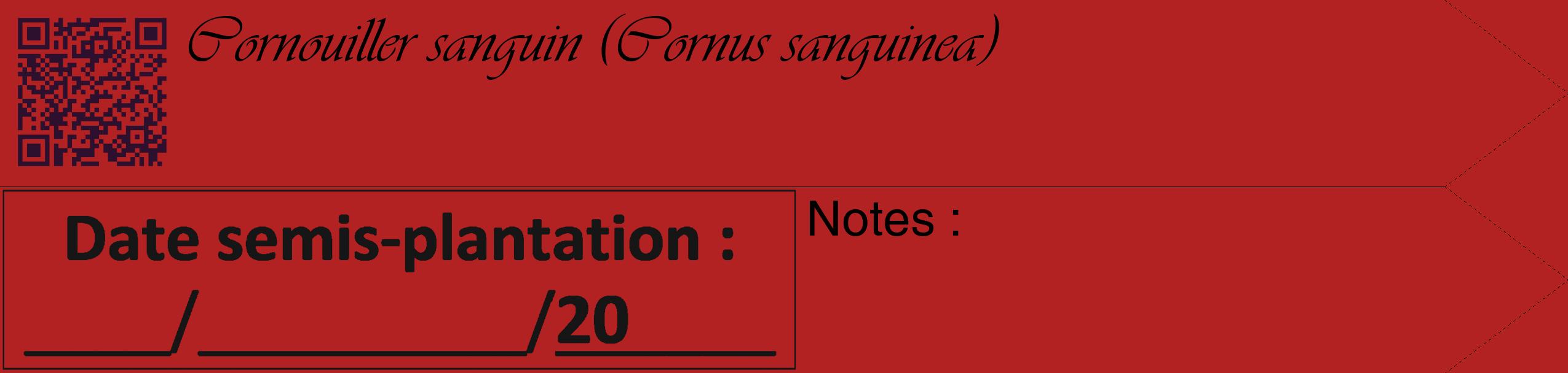 Étiquette de : Cornus sanguinea - format c - style noire28_simple_simpleviv avec qrcode et comestibilité