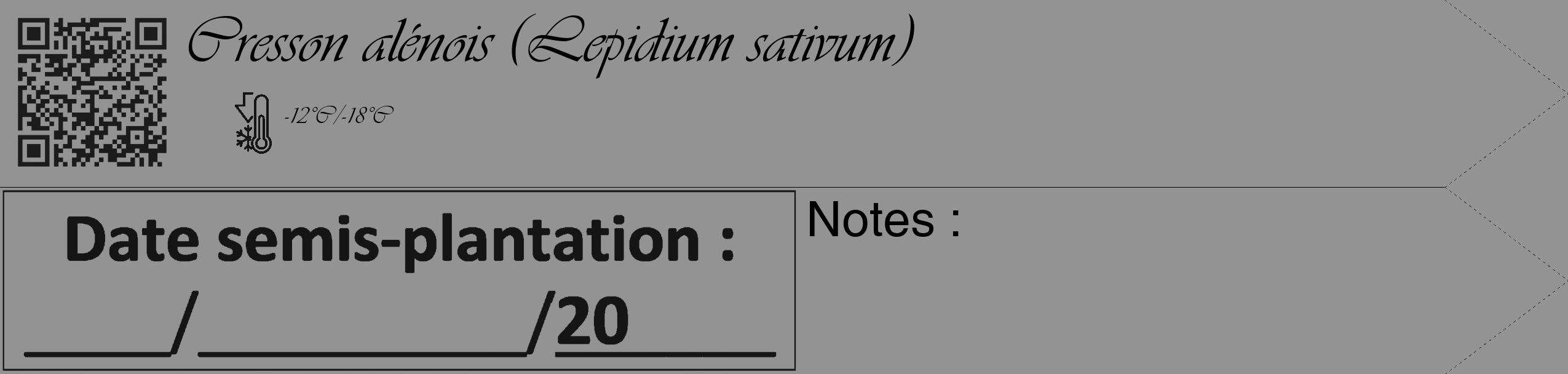 Étiquette de : Lepidium sativum - format c - style noire44_simple_simpleviv avec qrcode et comestibilité