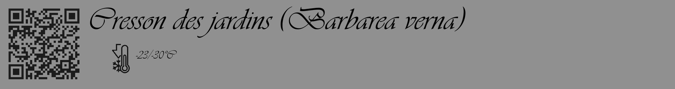 Étiquette de : Barbarea verna - format c - style noire4_basique_basiqueviv avec qrcode et comestibilité