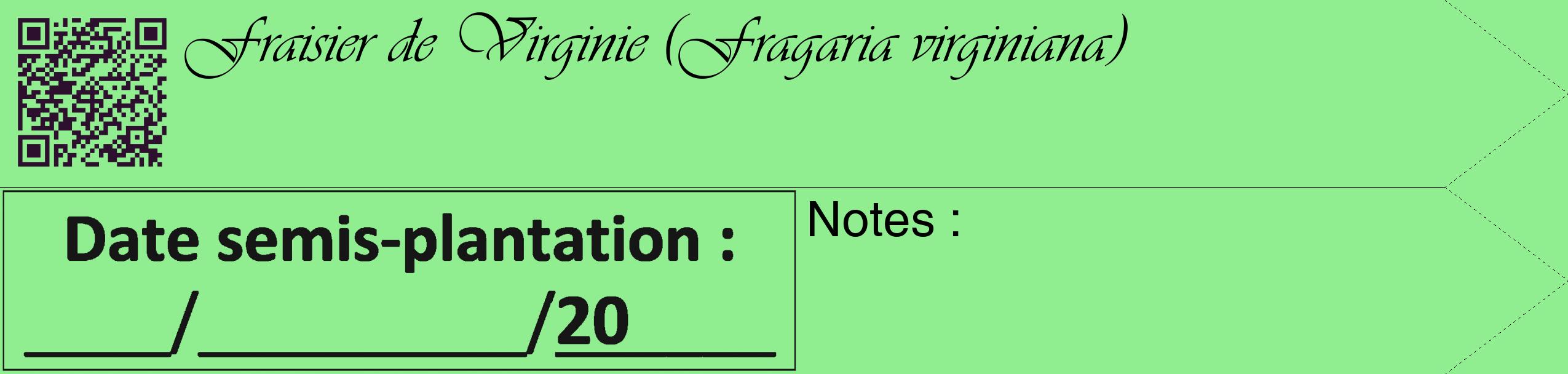 Étiquette de : Fragaria virginiana - format c - style noire15_simple_simpleviv avec qrcode et comestibilité