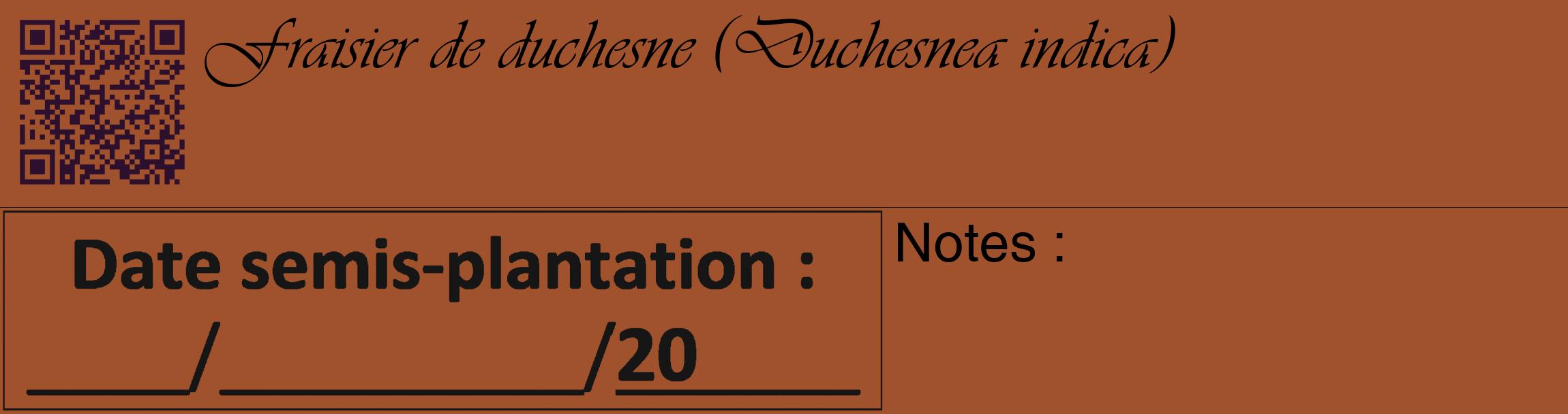 Étiquette de : Duchesnea indica - format c - style noire32_basique_basiqueviv avec qrcode et comestibilité