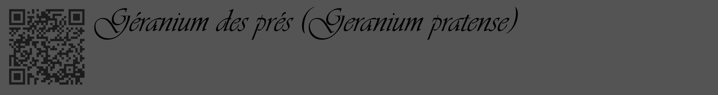 Étiquette de : Geranium pratense - format c - style noire36_basique_basiqueviv avec qrcode et comestibilité
