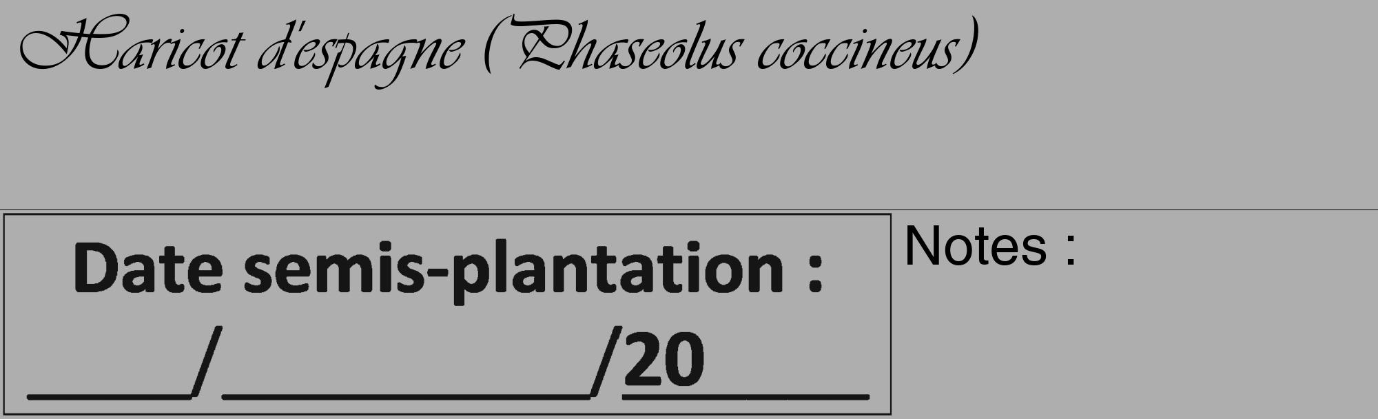 Étiquette de : Phaseolus coccineus - format c - style noire53_basique_basiqueviv avec comestibilité