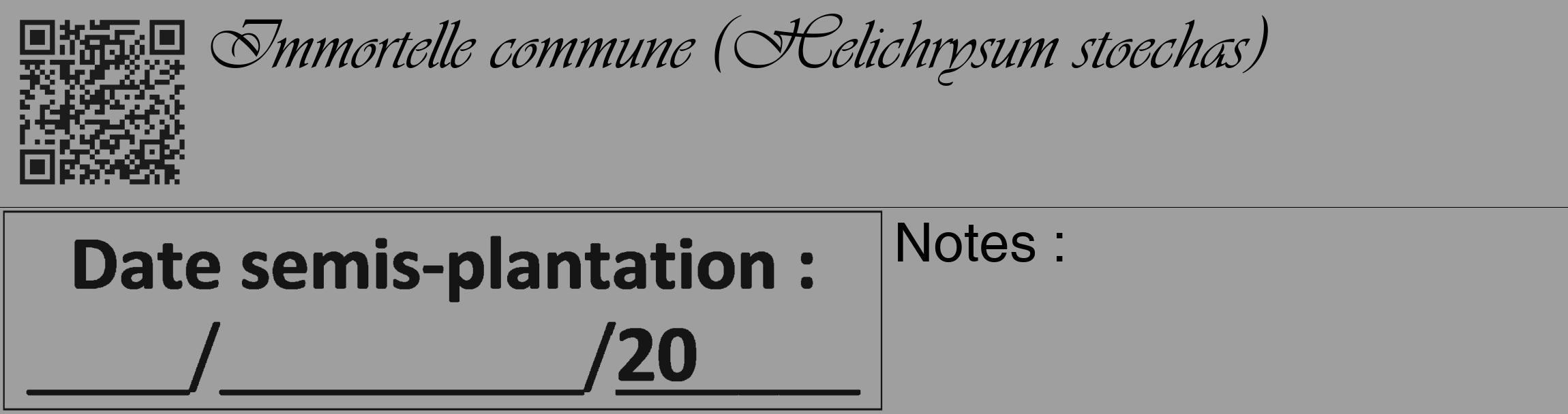 Étiquette de : Helichrysum stoechas - format c - style noire24_basique_basiqueviv avec qrcode et comestibilité