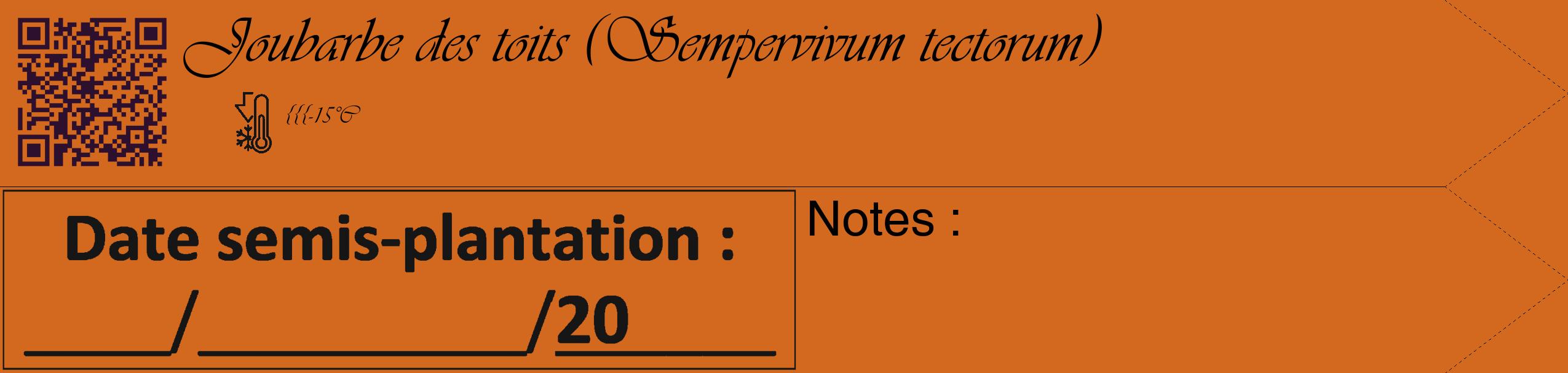 Étiquette de : Sempervivum tectorum - format c - style noire31_simple_simpleviv avec qrcode et comestibilité