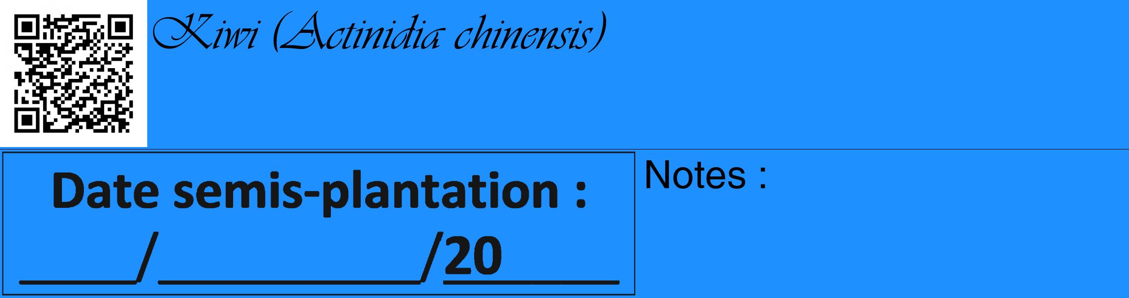 Étiquette de : Actinidia chinensis - format c - style noire3_basique_basiqueviv avec qrcode et comestibilité