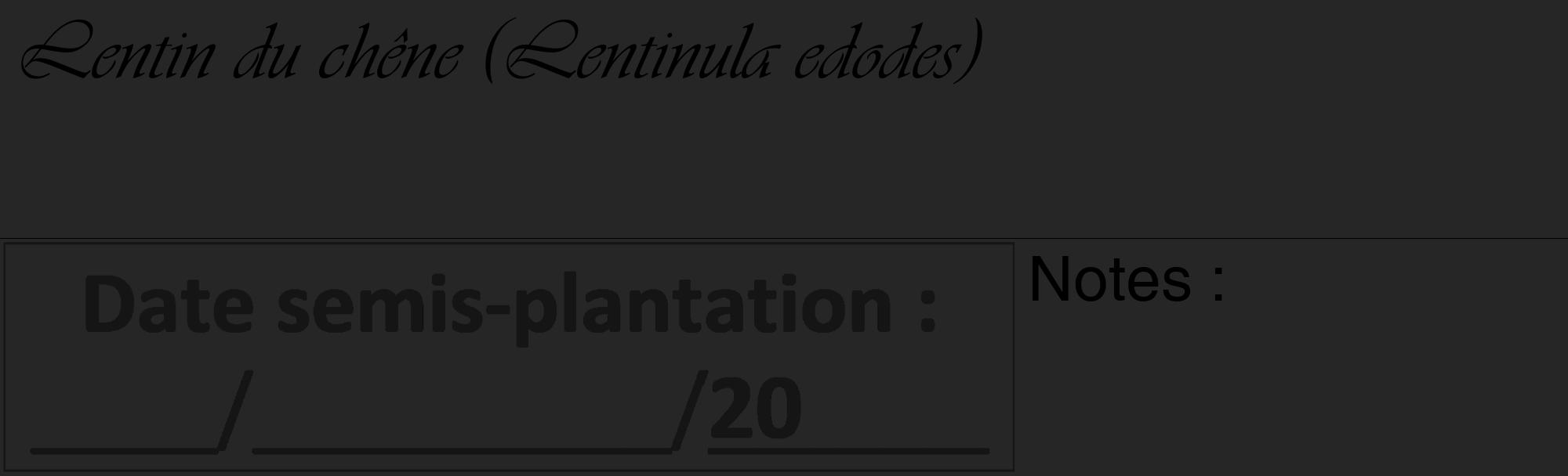 Étiquette de : Lentinula edodes - format c - style noire29_basique_basiqueviv avec comestibilité